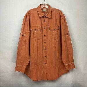 L.L. Bean Denim Button-Up Shirt Men’s Size L Tall Rust Orange Casual Workwear